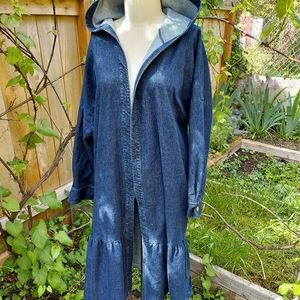 EShakti Long Hooded Jean Dungaree Jacket 4x